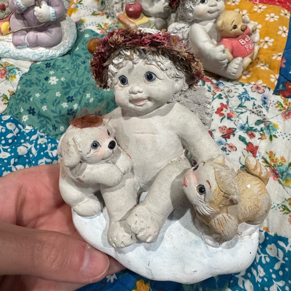 1997 Dreamsicles Let’s Get Together Cherubic Figurine with Puppy and Kitten
